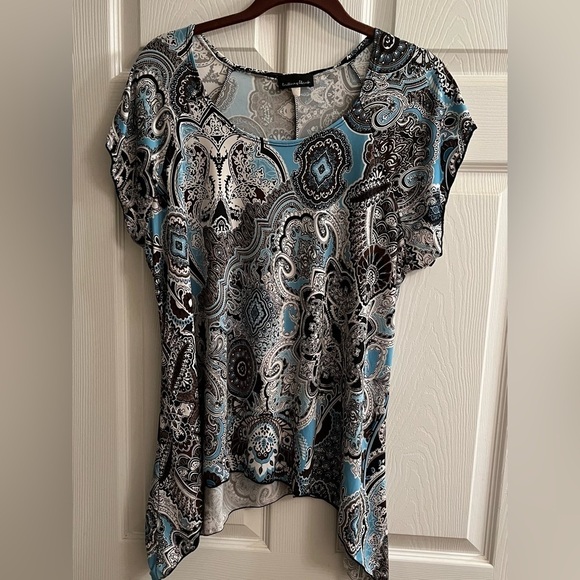 BRITTANY BLACK~BLOUSE~PAISLEY BLUE~XL - Picture 1 of 7